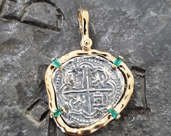 Atocha 14kt gold overlay silver treasure coin pendant shipwreck pirate treasure