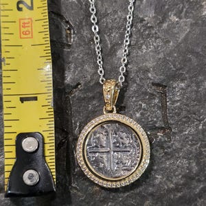 Atocha 14kt gold vermeil small silver coin with chain