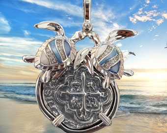 Atocha coin turtle bezel shipwreck sunken treasure coin jewelry save the turtles
