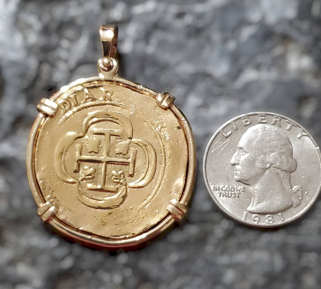Solid Cold Coin Atocha 14kt Solid Gold Coin Shipwreck Sunken Treasure Museum Quality - Etsy