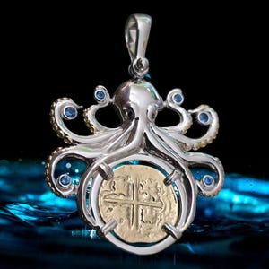 Atocha 14kt gold overlay octopus pendant sunken treasure shipwreck limited edition