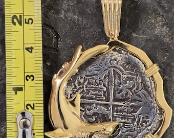 Atocha Shipwreck Silver Coin Pendant: 14k Gold Bezel, Certificate Included - UK