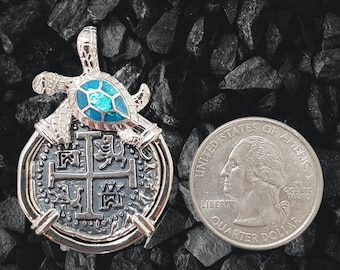 Atocha silver opal turtle bezel shipwreck sunken treasure coin jewelry