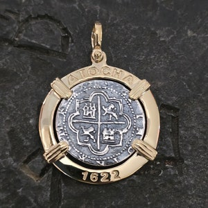 Atocha 14kt vermeil silver coin pendant 1622