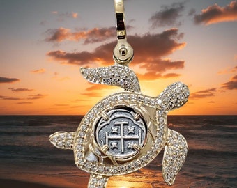 Atocha 14kt gold overlay turtle pendant