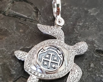 Silver turtle Atocha coin pendant