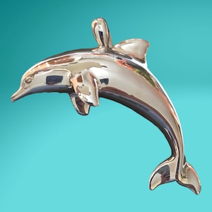 large sterling silver dolphin pendant solid and 3D