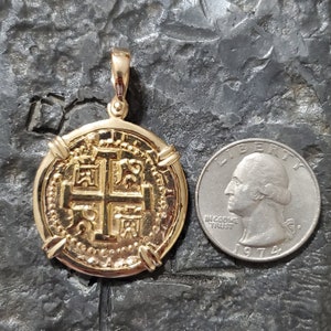 14kt solid gold Atocha pendant sunken treasure coin shipwreck museum coin