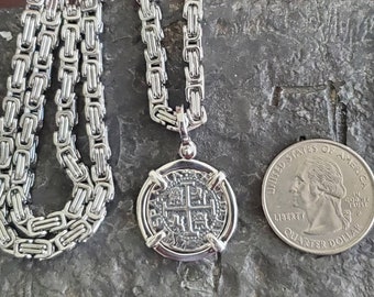 Atocha silver coin pendant with chain