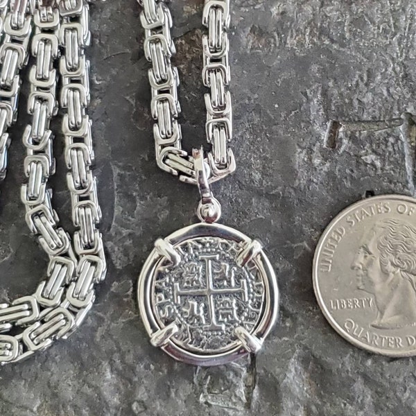 Atocha silver coin pendant with chain