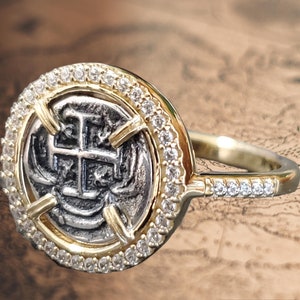 Atocha ladies ring 14k gold overlay white topaz band gift for her