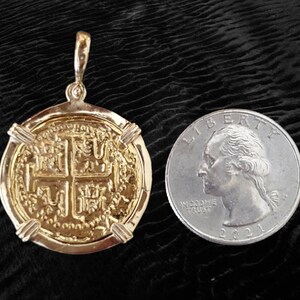 14kt solid gold Atocha pendant sunken treasure coin