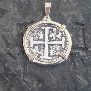 Atocha 14kt gold with silver coin pendant