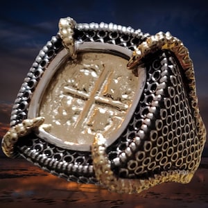 Atocha coin ring tentacle kraken octopus shipwreck coin treasure jewelry