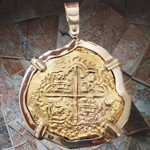 BIG Atocha solid 14kt gold coin pendant