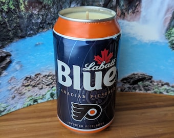 Philadelphia Flyers Altered Labatt Blue Canadian Pilsener Beer Can Candle | Choice of Scent