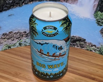 Kona Brewing Company Big Wave Golden Ale Upcycled Beer Can Candle | Choice of Scent