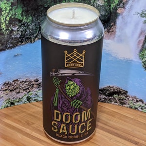 Lord Hobo Brewery Doom Sauce Black Double IPA 16 oz. Beer Can Candle | Choice of Scent