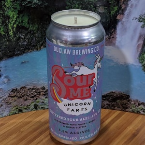 Duclaw Brewing Company Sour Me Unicorn Farts 16 oz Beer Can Candle | Choice of Scent