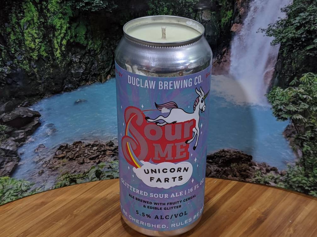 Duclaw Brewing Company Sour Me Unicorn Farts 16 Oz Beer Can Candle
