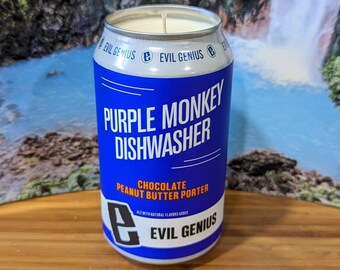 Evil Genius Beer Company Purple Monkey Dishwasher Beer Can Candle | Custom Scent