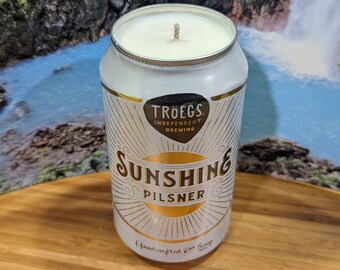 16 oz. Troeg's Independent Brewing Sunshine Pils Beer Can Candle | White Tea Scented
