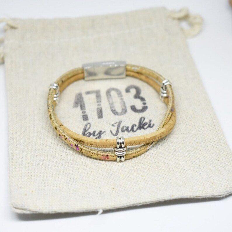 Natural Rainbow Cork Cord Twist Bracelet Etsy