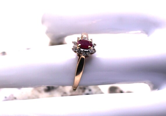Oval Ruby with Diamond Halo Frame Split Shank Tie… - image 5