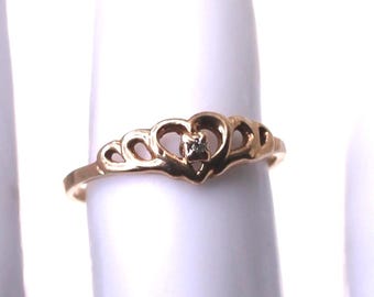 10kt plumb yellow gold diamond ring sz 6