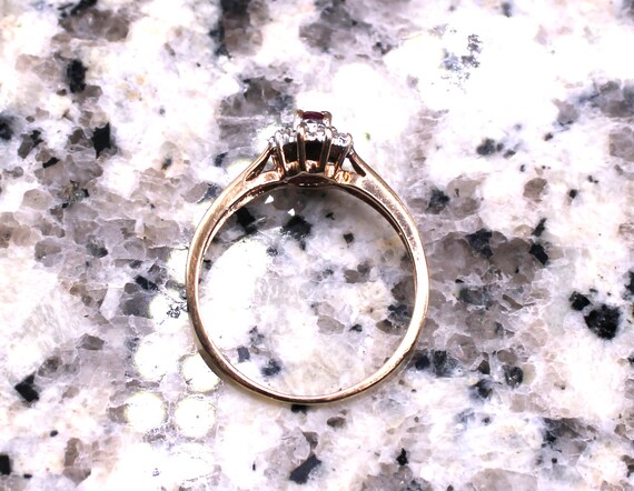 Oval Ruby with Diamond Halo Frame Split Shank Tie… - image 3