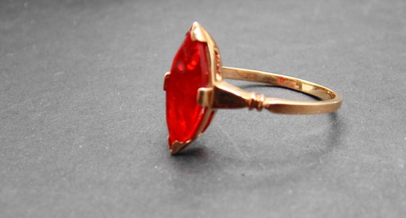 Yellow Gold 10K Blood Red lab created Sapphire Ma… - image 2