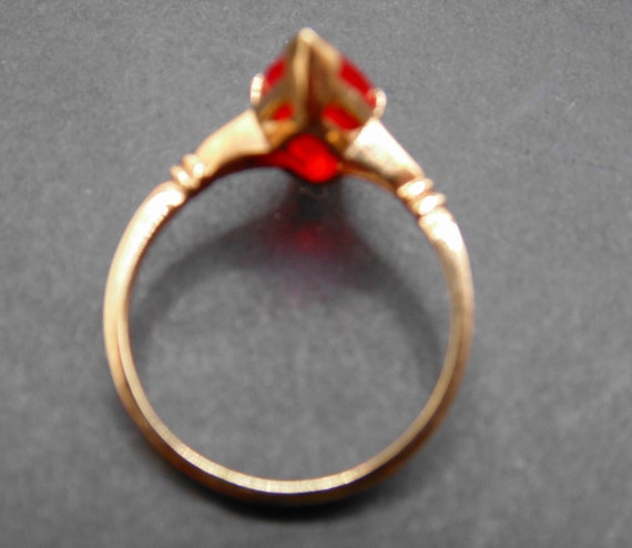 Yellow Gold 10K Blood Red lab created Sapphire Ma… - image 6
