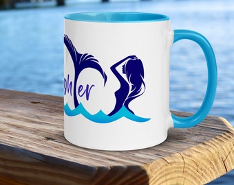 Colored Ocean's Daughter Mermaid Coffee Cup, Mermaid Coffee Mug, Ocean Lovers Coffee Cup, Mermaid Gifts, Gifts for Her, Ocean Gifts
