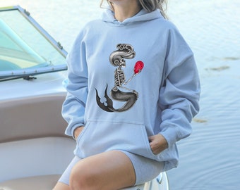 Sea Witch Mermaid Hooded Sweatshirt, Mermaid Pullover, Mermaid Hoodie, Gothic Mermaid, Macabre Gifts, Unique Mermaid Hoodie, Sea Hag