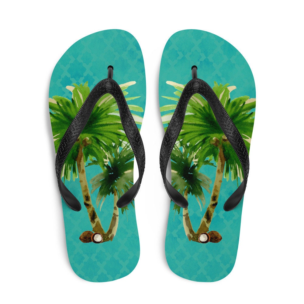 Palm Tree Flip Flops, Coconut Flip Flops, Tropical Palm Tree, Tropical ...