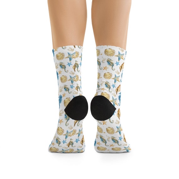 Calcetines de tripulaci n estampados de caballitos de mar