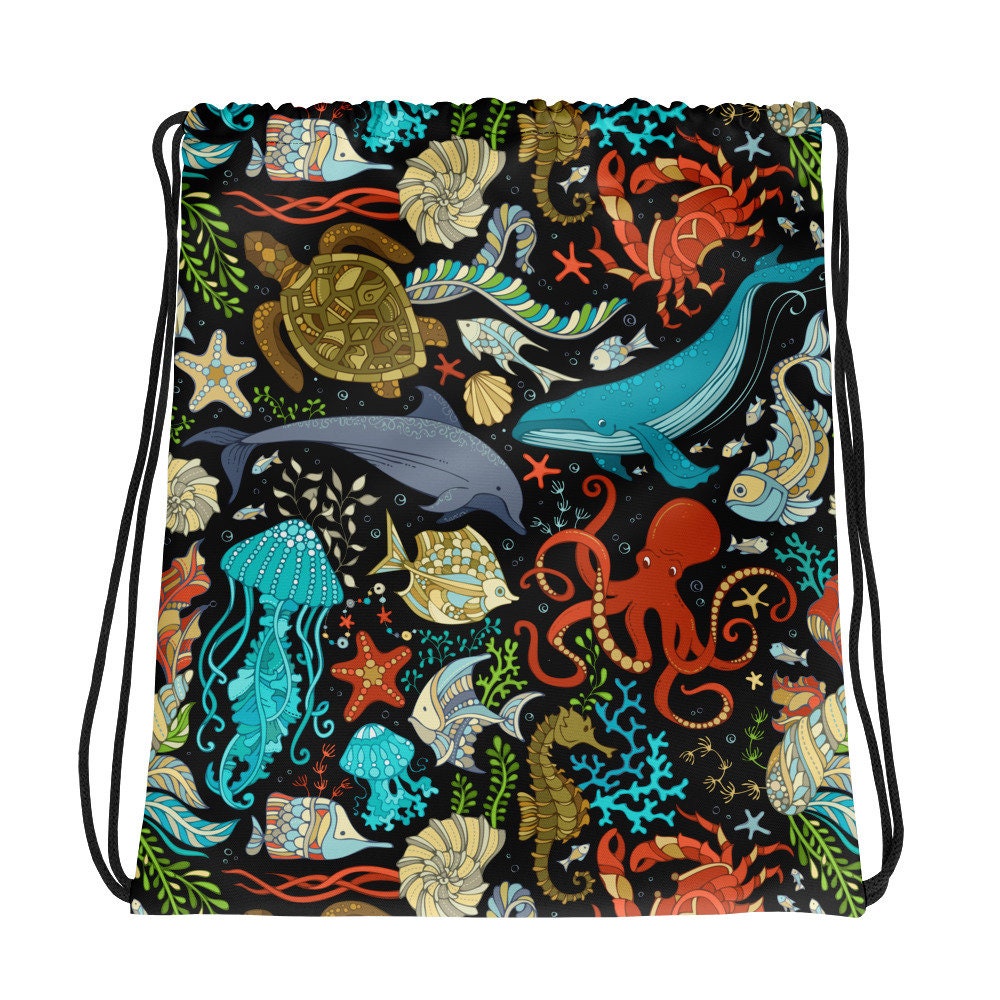 Drawstring Backpack Whales Gym Bag Drawstring Backpack Whales Gym Bag