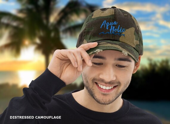 Camouflage Dad Hat Aquaholic Baseball Cap Camo Cap Boating Hat