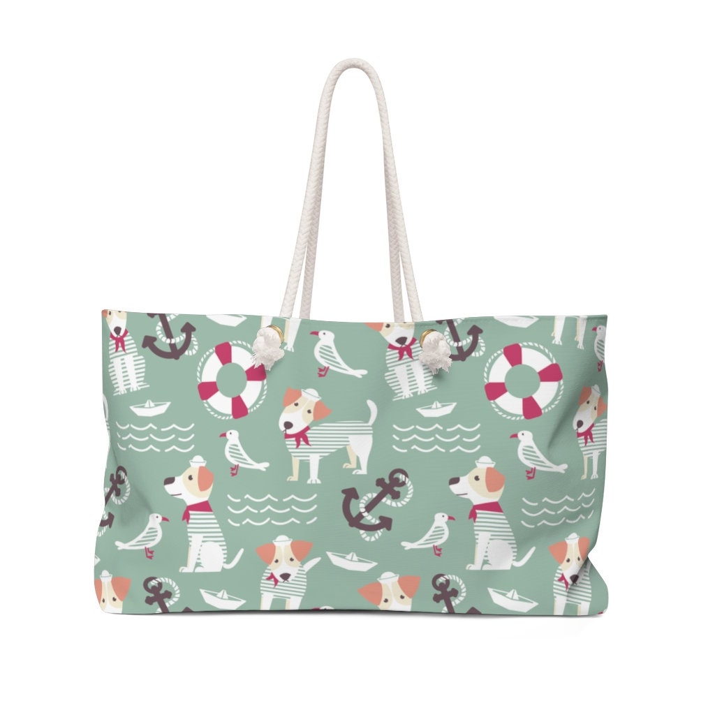 Sailor Dog Weekender Bag Nautical Dog Tote Bag Nautical Etsy