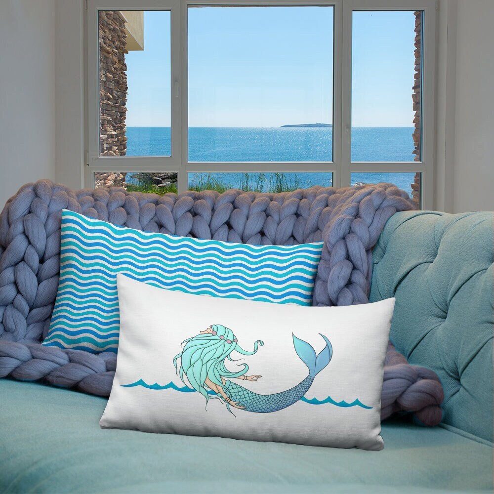 Mermaid Throw Pillow - Etsy Mermaid Throw Pillow - Etsy