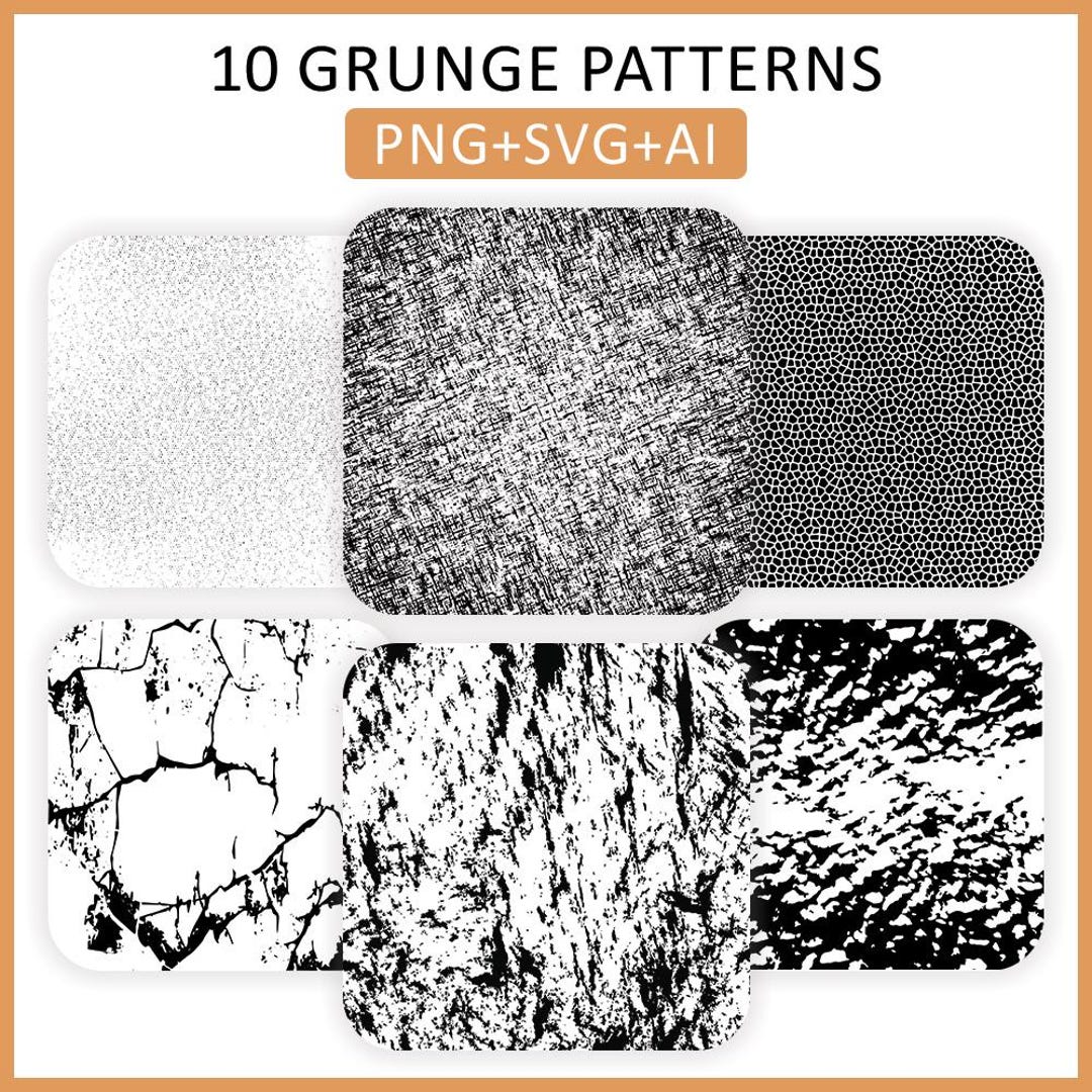 10 Distressed Patterns Png, Grunge Patterns Bundle PNG, SVG, AI Grunge ...