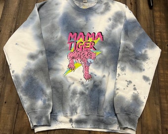 Tie-Dye Sweatshirt, Mama Tiger Pullover, Smoke Tie-Dye, Cotton blend Sweatshirt, Tie Dye Crewneck, Mama Tiger Sweatshirt, Gifts for mom