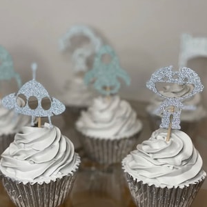 Ready to Ship Space Cupcake Topper - Space birthday Party - Galaxy Planet Astronaut unisex