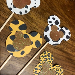 Ready to Ship Mickey Safari CupcakeToppers - Mickey Mouse Birthday - Wild one Party - Safari Baby Shower