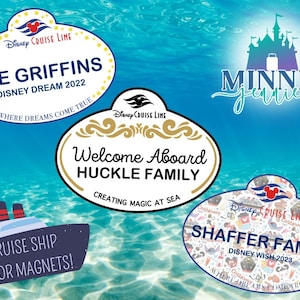 Disney Cruise Ship Stateroom Cabin Door Magnets  ~ Disney Sign ~ Family Cruise Sign - Cast Member Name Tag Style
