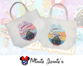 Bolso de playa o de viaje de lona de gran tamaño "Let's Cruise" de Disney Cruise ~ Fantasía, deseos, sueños, maravillas, magia, Castaway Cay