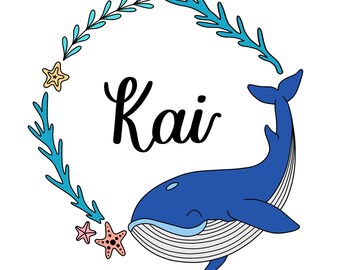 Whale Digital Print - Customised with your baby's name **DIGITAL DOWNLOAD**