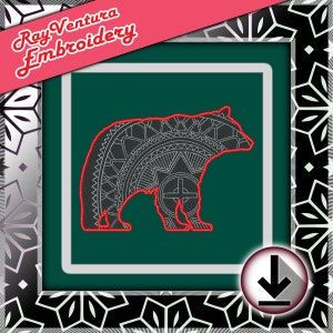 Chumash Sun Bear Embroidery, Machine Embroidery Download, Digital File &quot;Only&quot;, Tribal Embroidery Design