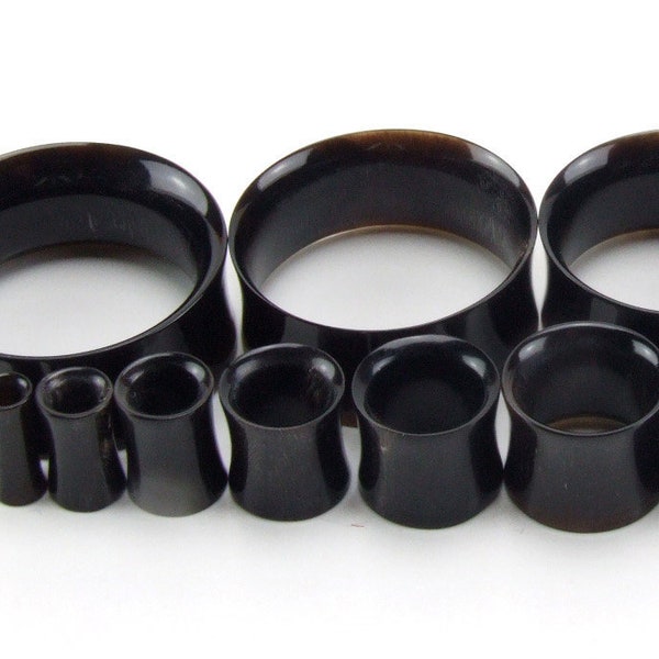 Buffalo Horn Tunnel Plugs, Double Shouldered, Available from 6 to 24 mm