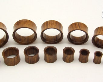 Plugs Tunnel en Bois de Teak / Teck, Double Épaulement, Fait Main, Dispo de 6mm à 30mm.